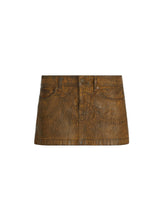 crackle denim skirt
