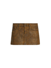 crackle denim skirt