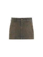 denim mini skirt
