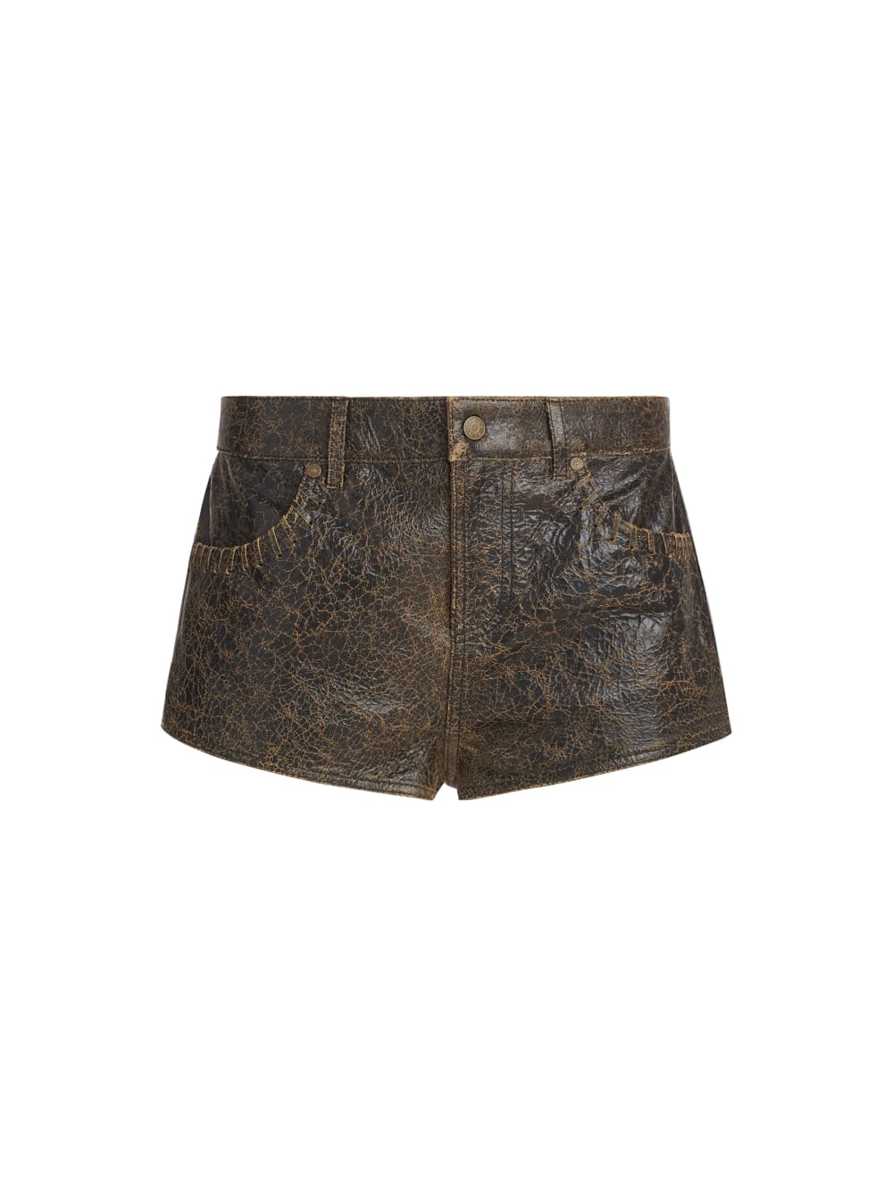 crackle leather shorts