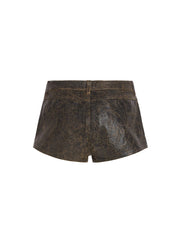 crackle leather shorts