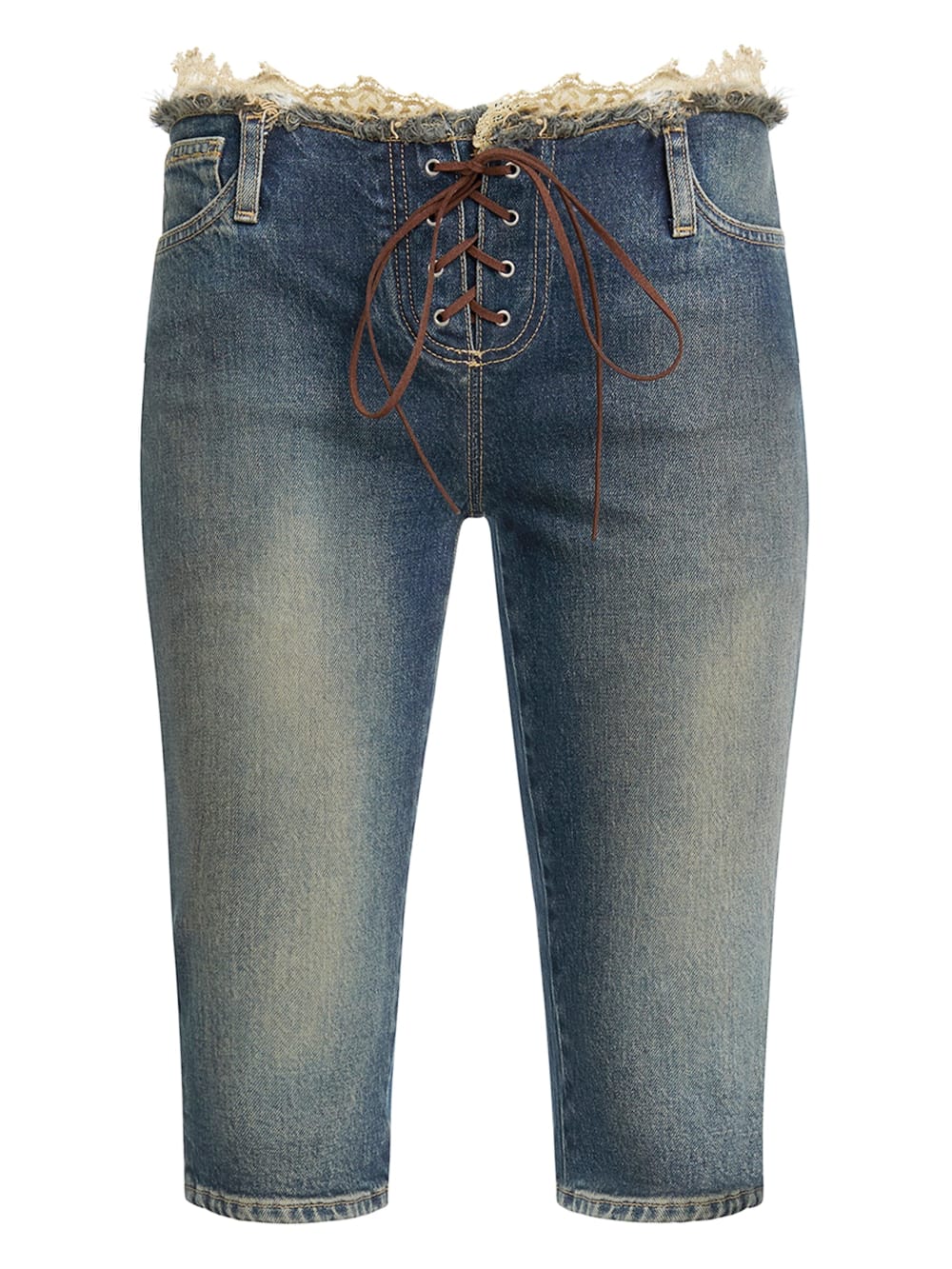 lace-up capri jeans