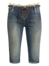 lace-up capri jeans