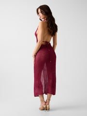Crocheted lurex long dress