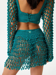 Pom Crochet Mini Skirt