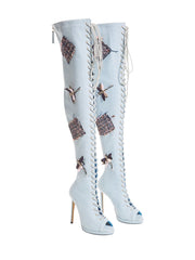 Knee-High Denim Boots