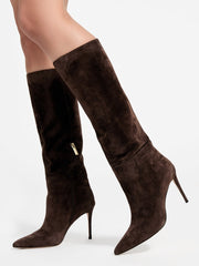 Suede Knee-High Stiletto Boot
