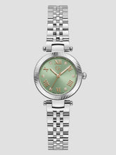 Silver-Tone and Light Green Analog Watch