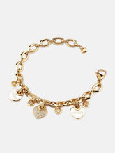 Gold-Tone Enamel and Pav Heart Bracelet