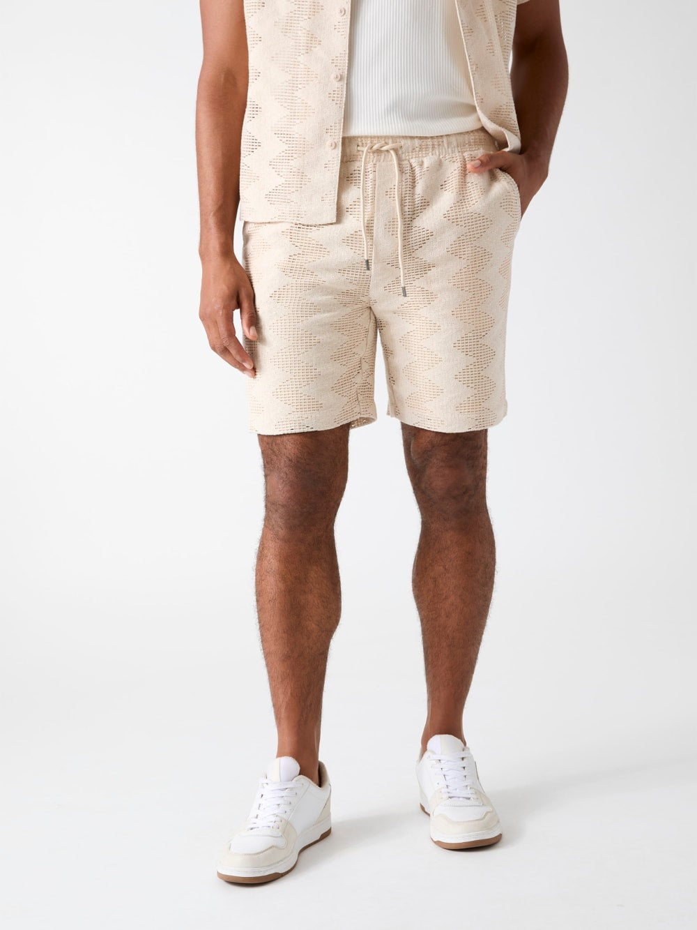 Rib-knit shorts