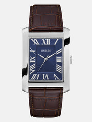 Silver-Tone and Navy Analog Watch