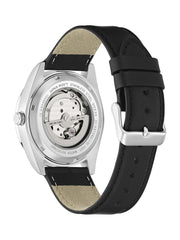 Silver-Tone Analog Leather Watch