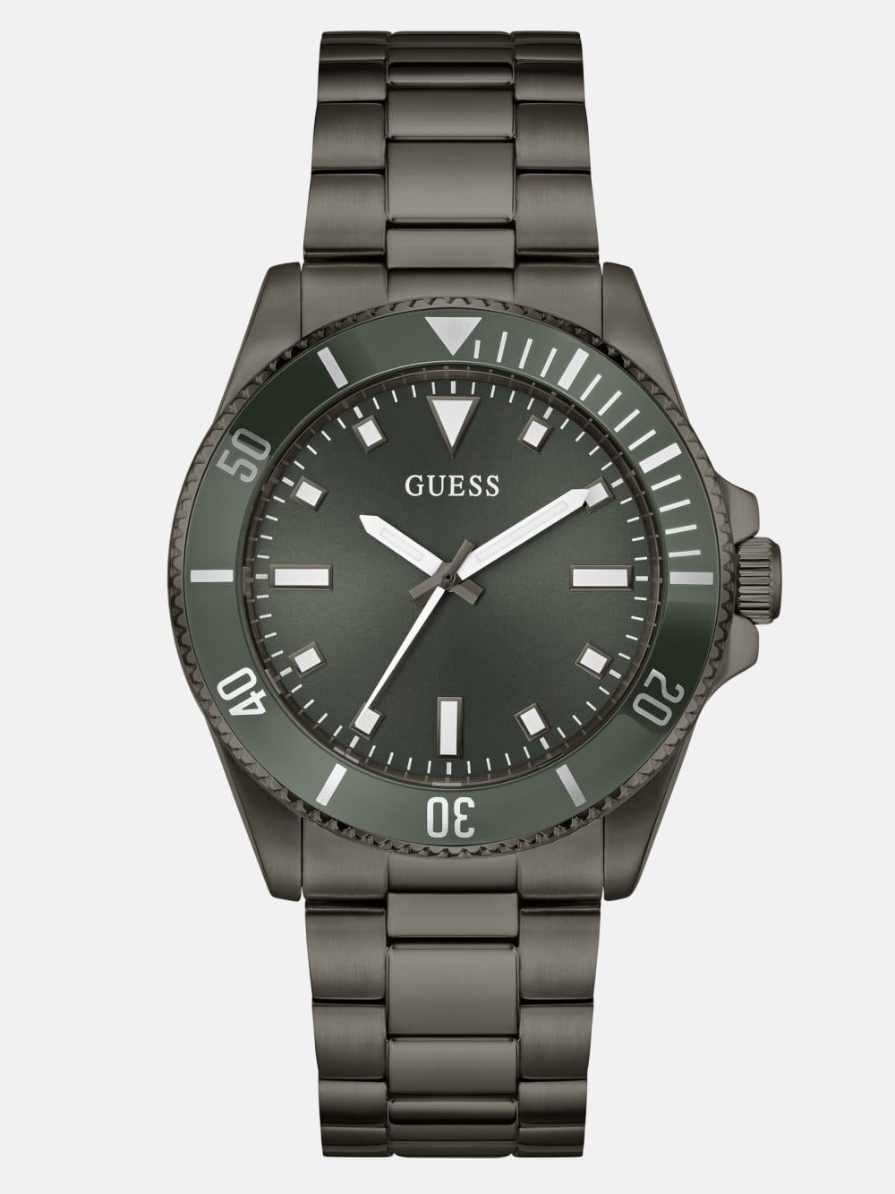 Dark Silver-Tone and Green Analog Watch