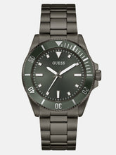 Dark Silver-Tone and Green Analog Watch