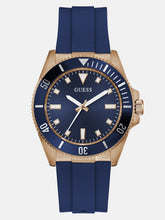 Rose Gold-Tone and Blue Silicone Analog Watch