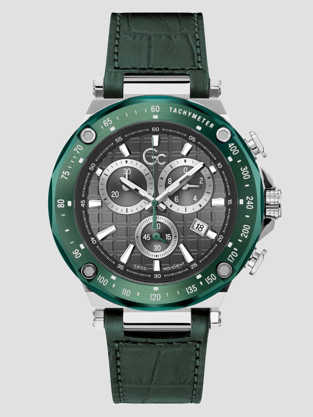 Green Leather Chronograph Watch