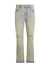 distressed denim flare pant
