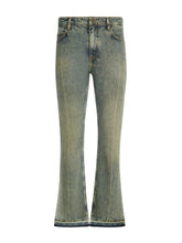 washed denim flare pant