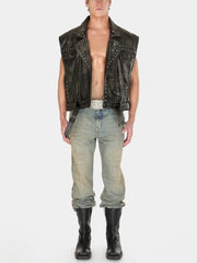 washed denim flare pant