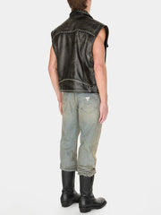 washed denim flare pant