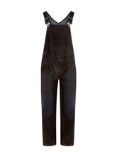 flocked denim overalls