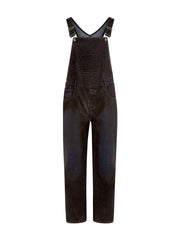 flocked denim overalls