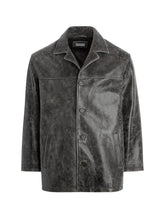 crackle leather coat