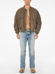 cropped leather flight jacket