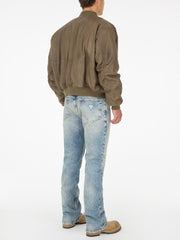 cropped leather flight jacket