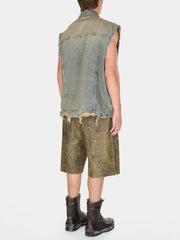 washed denim trucker vest