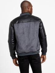 Eco Faux-Suede and Leather Varsity Jacket