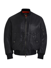 cropped leather flight jacket