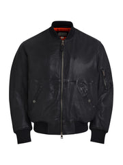 cropped leather flight jacket