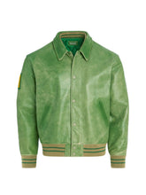 Distressed Leather Letterman Jacket