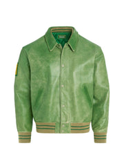 Distressed Leather Letterman Jacket