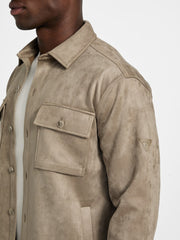Faux suede overshirt