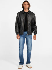 Monogram Faux-Leather Aviator Jacket