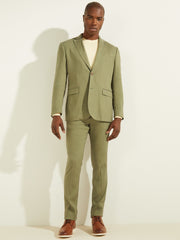 Linen-Blend Single Breasted Blazer