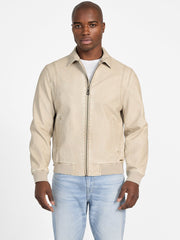 Faux-Leather Aviator Jacket