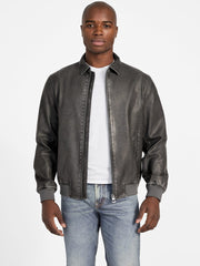 Faux-Leather Aviator Jacket