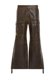 crackle leather utility pants