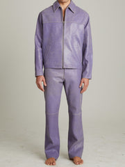 Cracked Leather Flared Pants