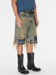 distressed denim short