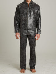 Cracked Leather Flared Pants