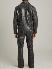Cracked Leather Flared Pants