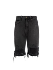 black distressed denim short