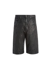 peeled denim shorts
