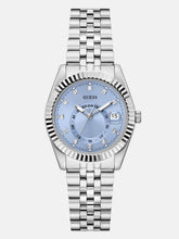 Silver-Tone and Blue Multifunction Watch