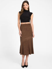 Suede long skirt