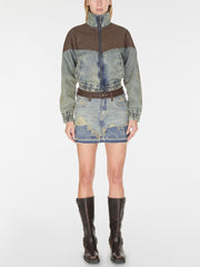 layer denim skirt